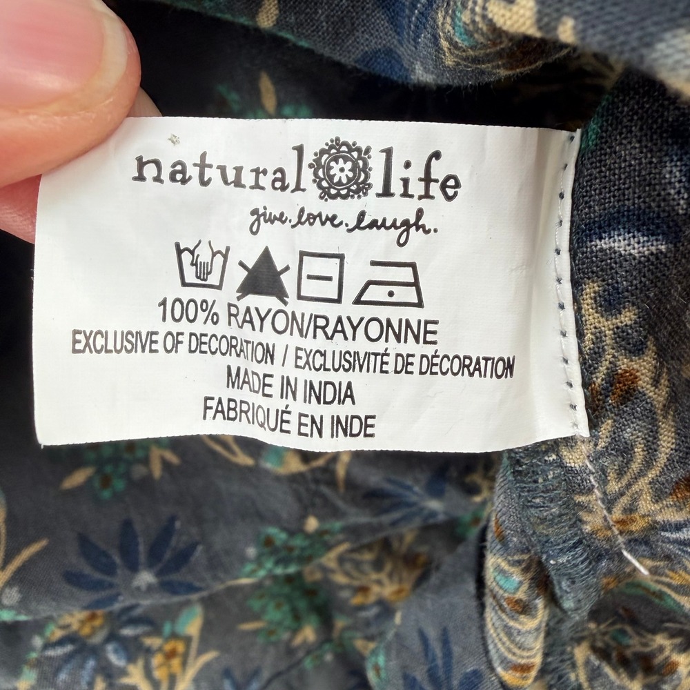 Natural Life Boho Floral Embroidered Rayon Midi Sundress Grey Pink Small - Picture 8 of 10